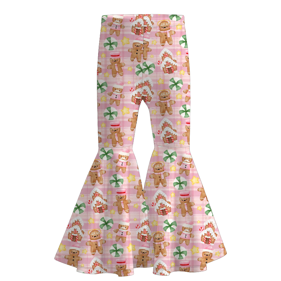 （Pre Order）Girls Christmas Gingerbread&Bow Print Dress