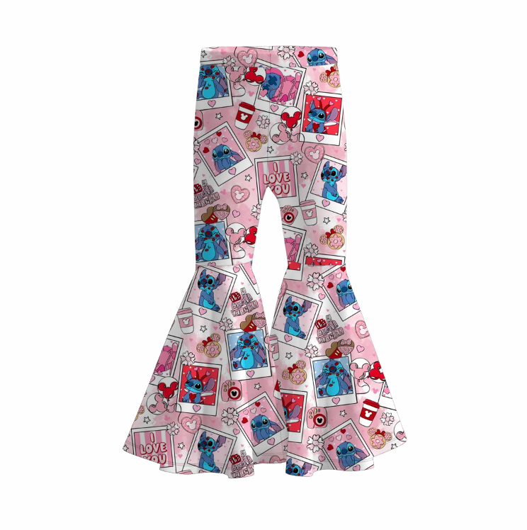 （Pre Order）Girls Valentine's Day Bow&Cartoon Print Pants