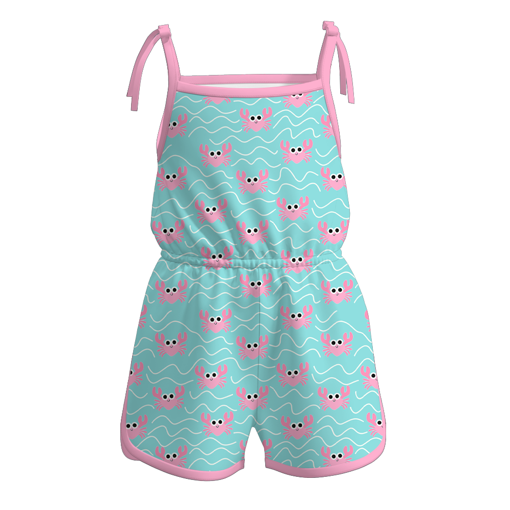 （Pre Order）Girls Spring and Summer Crab Print Dress,Set&Jumpsuit