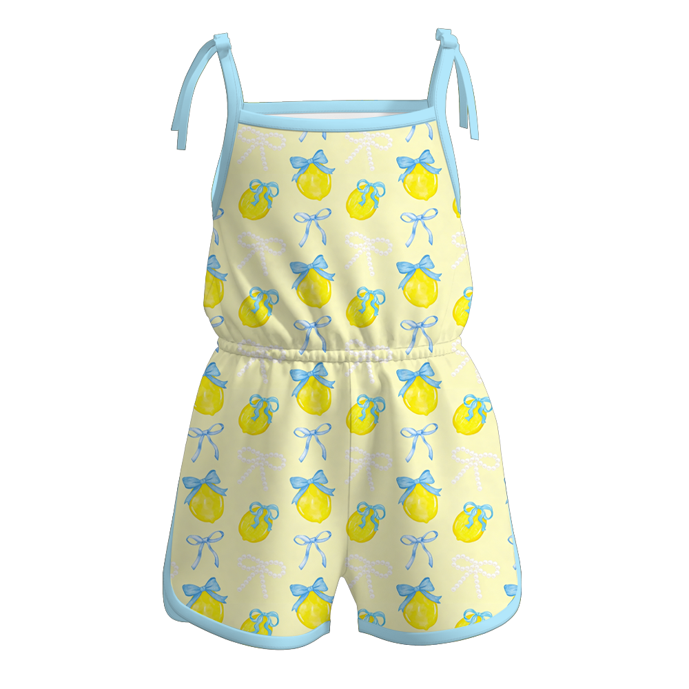 （Pre Order）Girls Spring and Summer Lemon Print Dress,Set&Jumpsuit