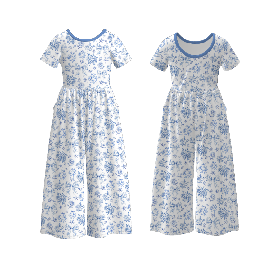 （Pre Order）Mommy and Me Spring&Summer Floral Print Jumpsuit with Pockets