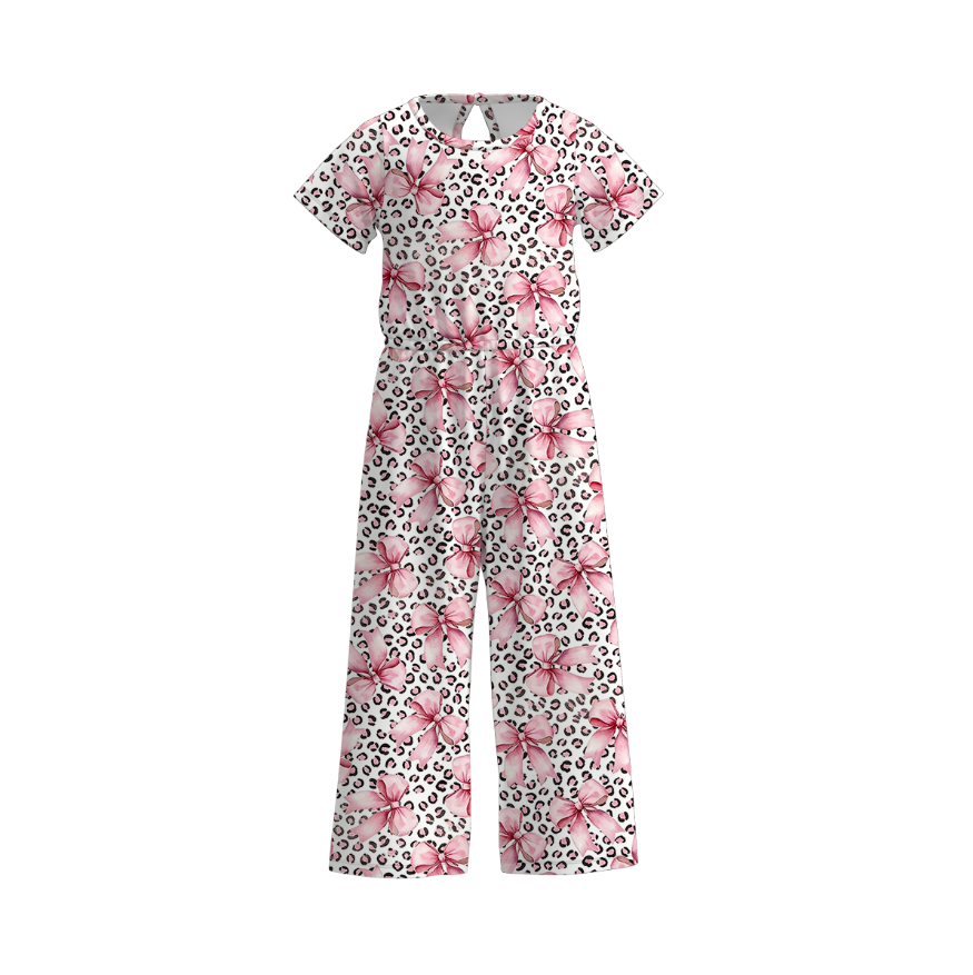 （Pre Order）Mommy and Me Spring&Summer Leopard Bow Print Dress,Jumpsuit