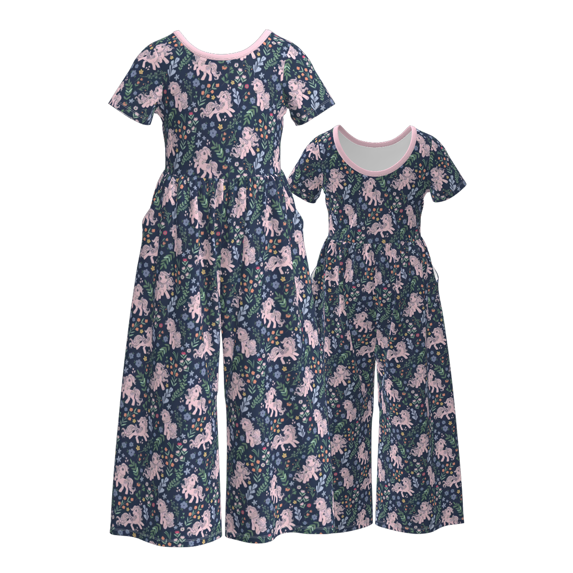 （Pre Order）Family Spring&Summer Horse Print Dress,Jumpsuit&Romper