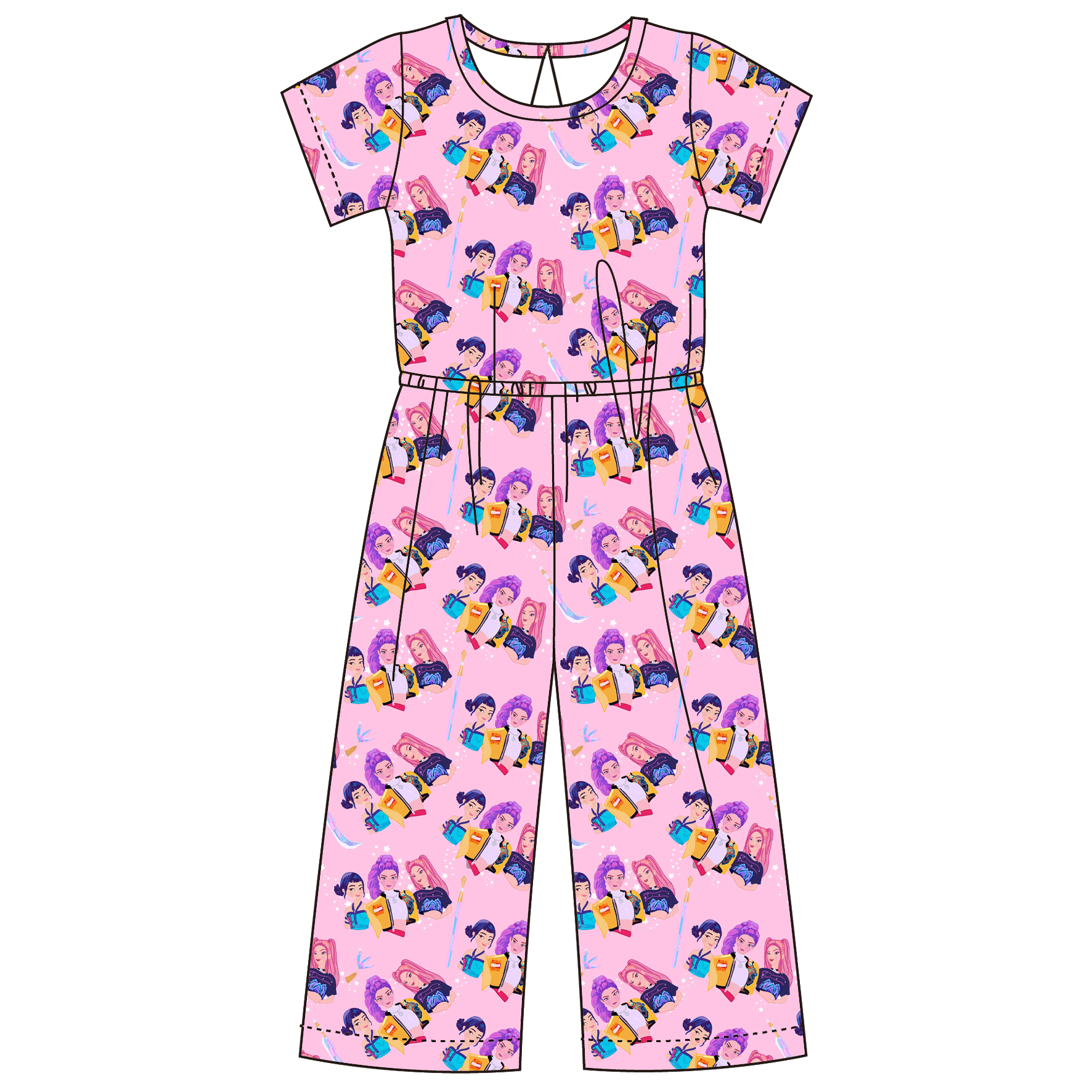 （Pre Order）Girls Spring&Summer Movie Character Print Jumpsuit