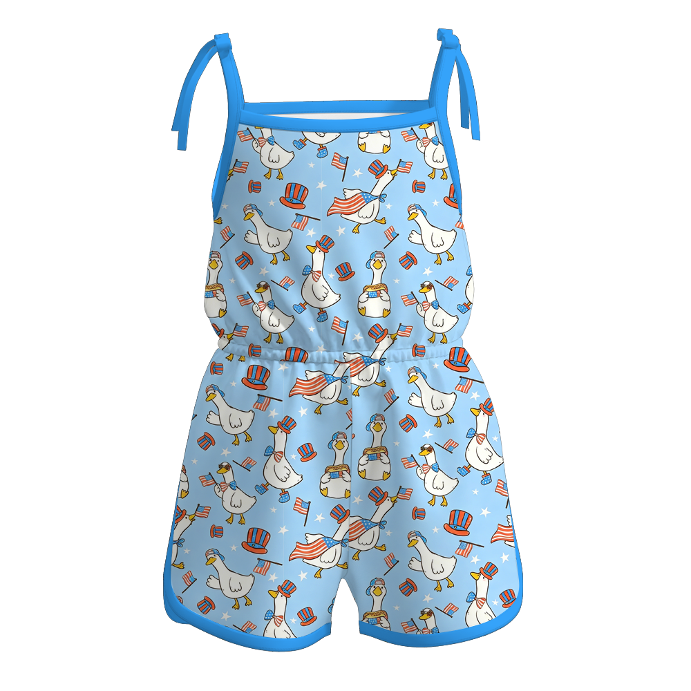 （Pre Order）Girls Patriotic Goose Print Dress,Set&Jumpsuit