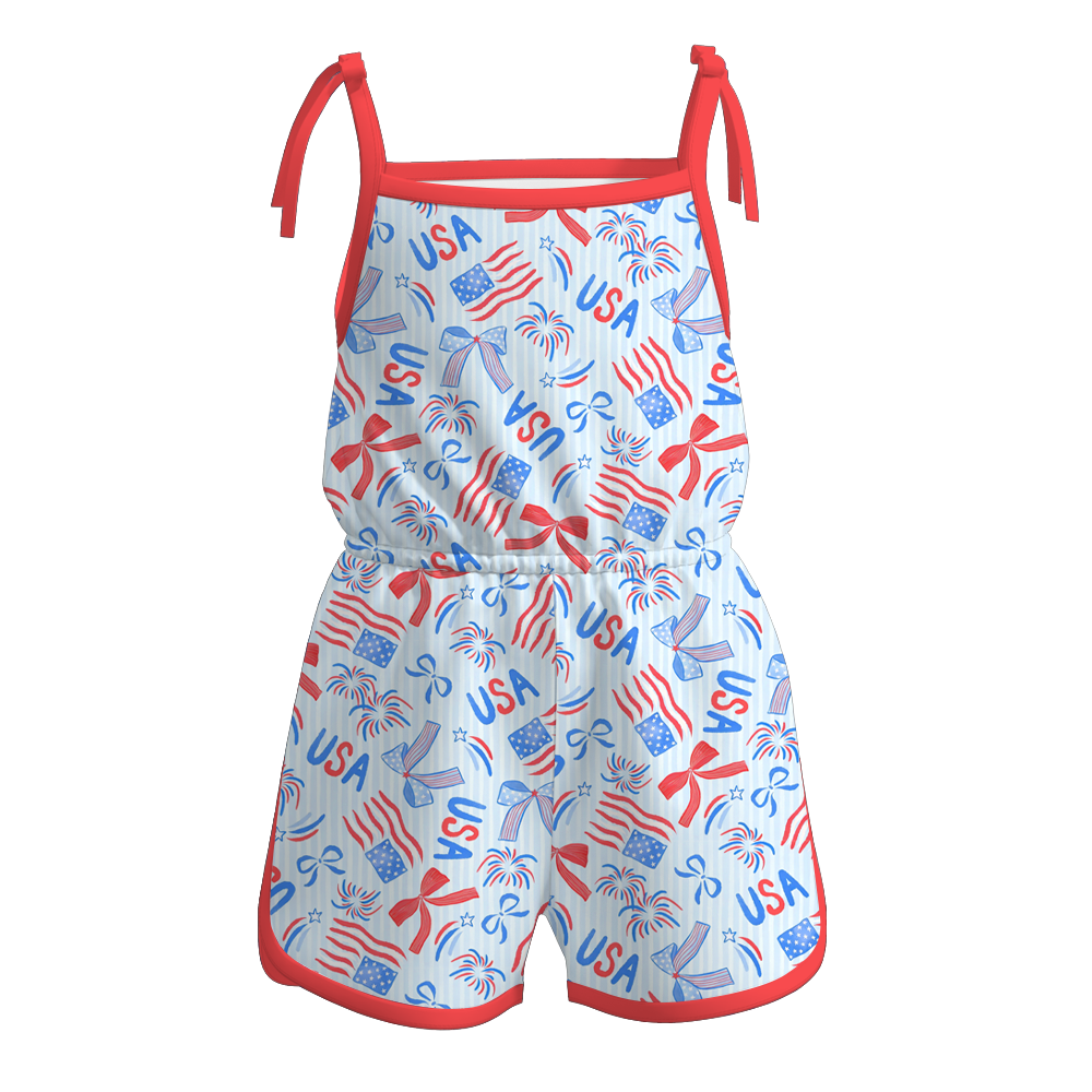 （Pre Order）Girls Patriotic Print Dress,Set&Jumpsuit