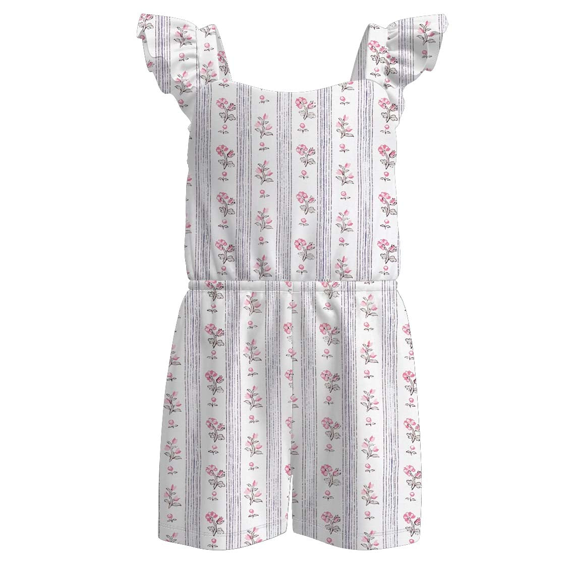 （Pre Order）Girls Spring&Summer Floral Print Jumpsuit