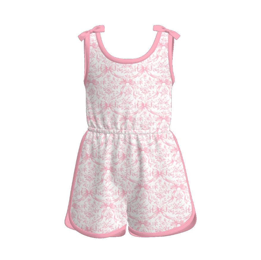（Pre Order）Mommy＆Me Spring and Summer Bow Print Jumpsuit
