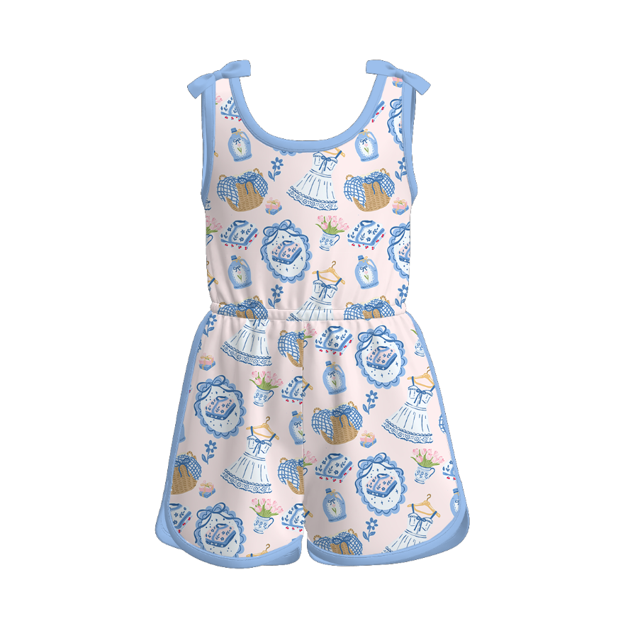 （Pre Order）Sisters Spring&Summer Kitty Print Jumpsuit&Bloomer Set