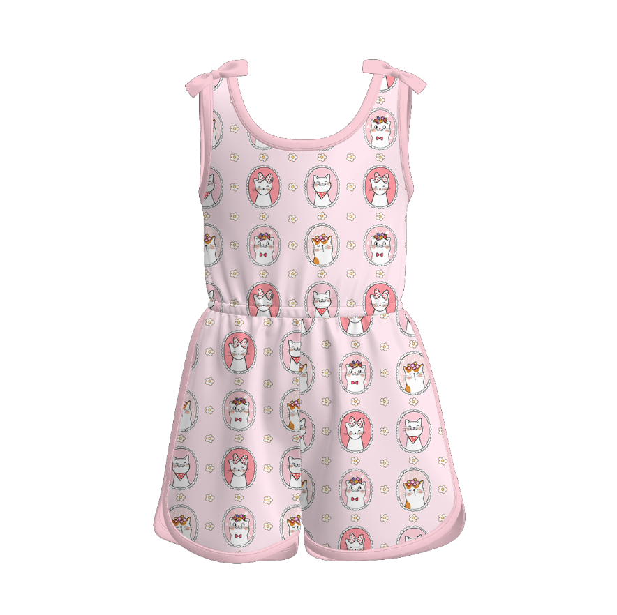 （Pre Order）Sisters Spring&Summer Kitty Print Jumpsuit&Bloomer Set