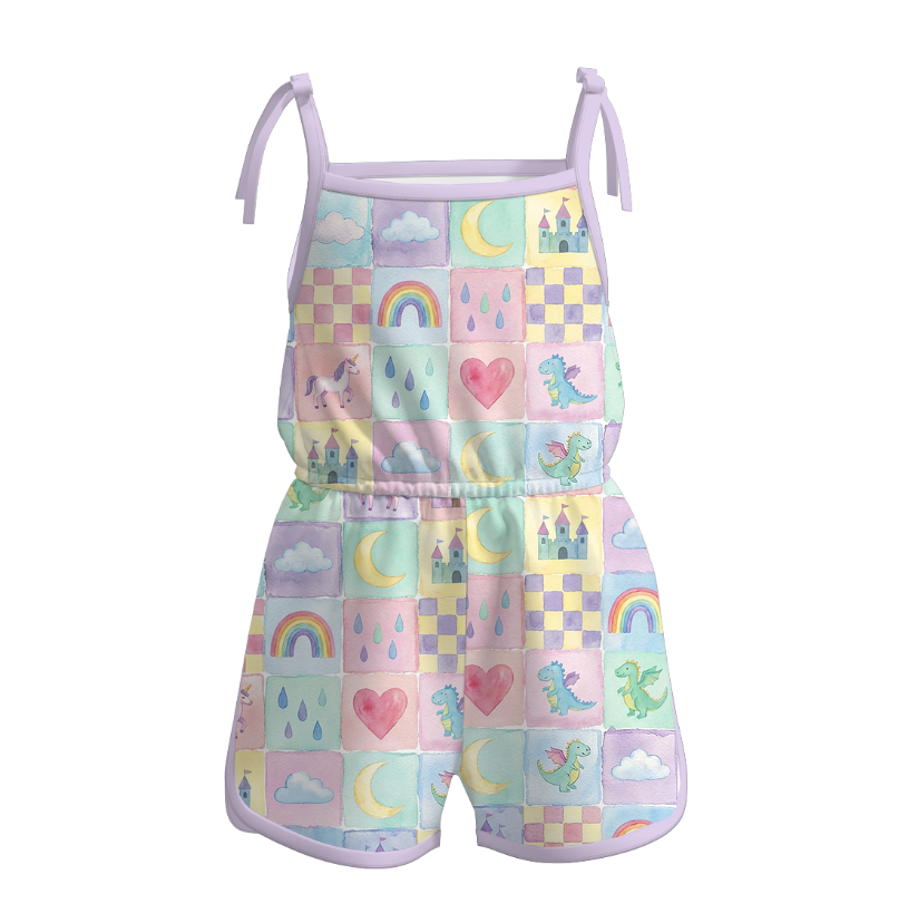 （Pre Order）Girls Spring and Summer Print Jumpsuit