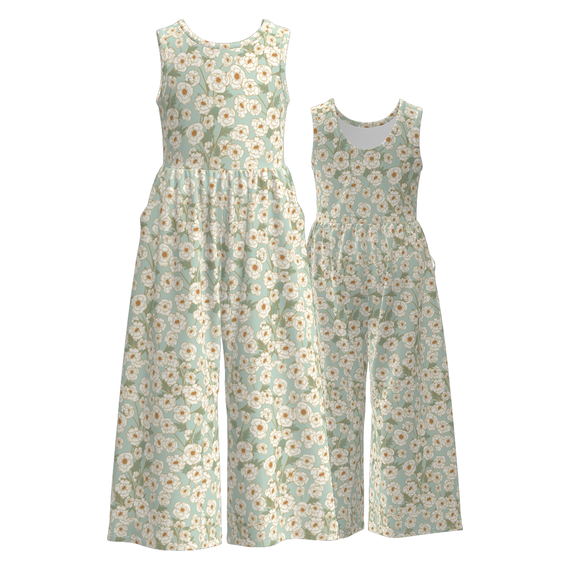 （Pre Order）Girls Spring&Summer Floral Print Jumpsuit