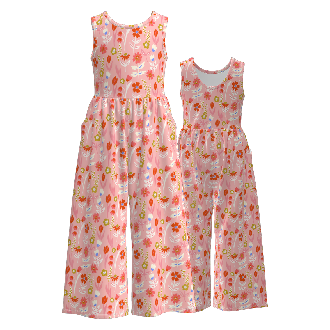（Pre Order）Girls Spring&Summer Floral Print Jumpsuit