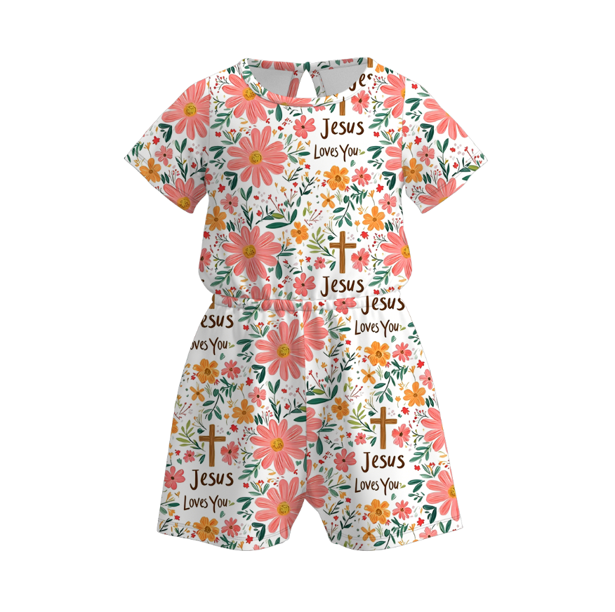 （Pre Order+Prepack Zone）Girls Spring&Summer Print Jumpsuit