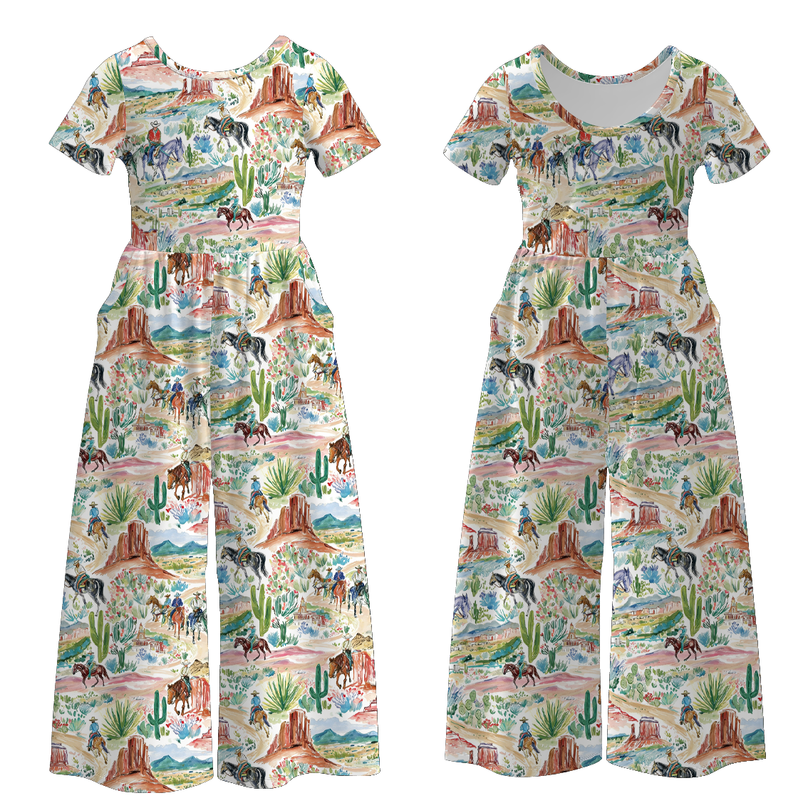 （Pre Order）Girls Fall Farm Print Jumpsuit