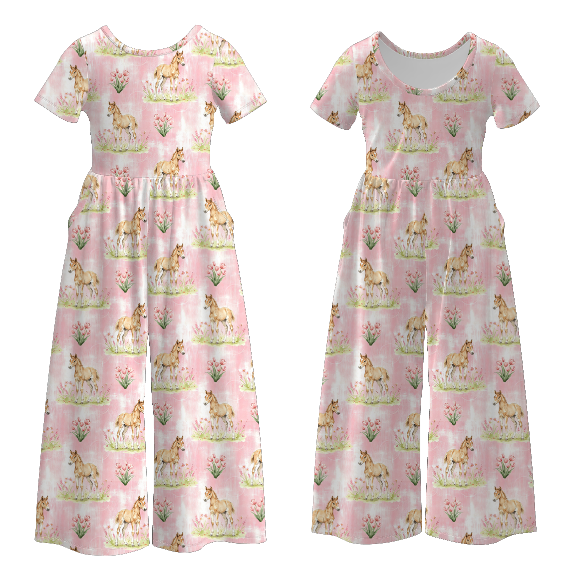（Pre Order）Girls Fall Farm Print Jumpsuit