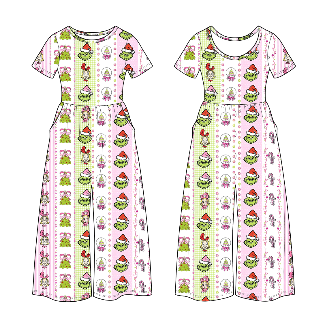 （Weekly Pre-Order）Girls Christmas Cartoon Print Dress,Set&Jumpsuit（Ends 9.27）