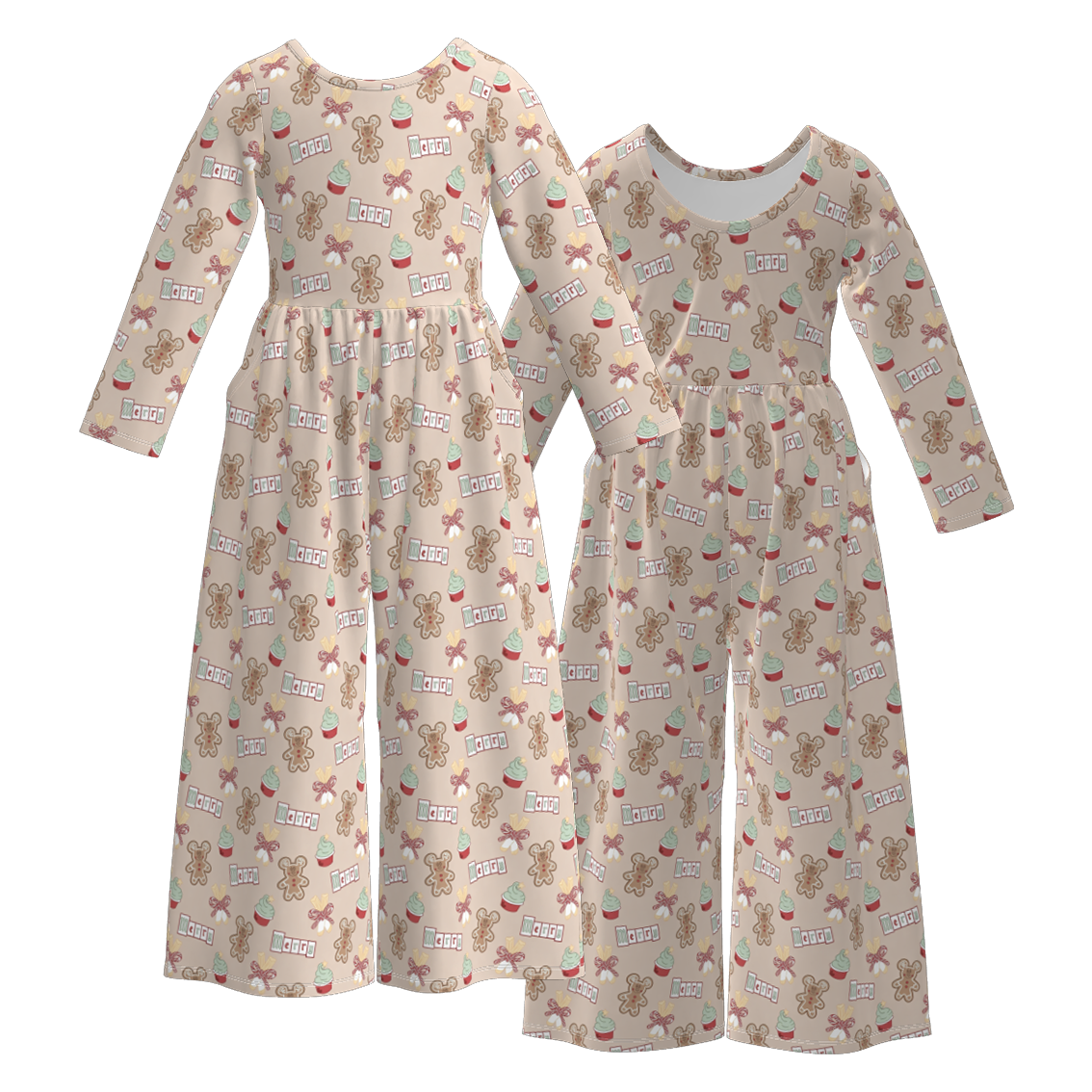 （Pre Order）Girls Christmas Print Jumpsuit