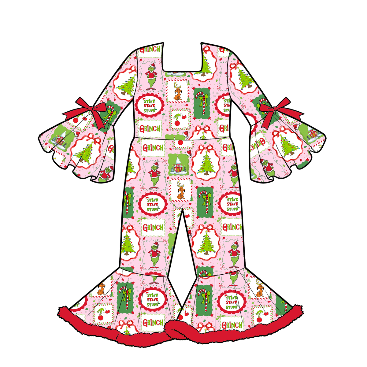 （Weekly Pre-Order）Girls Christmas Print Jumpsuit（Ends 10.6）