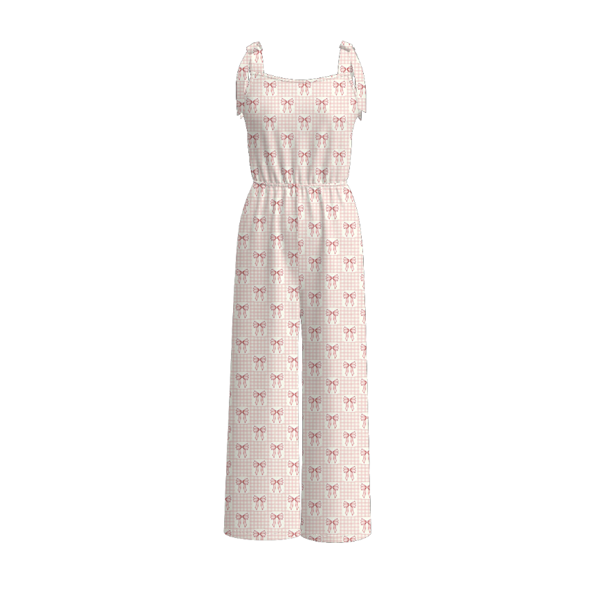 （Pre Order）Mommy and Me Spring&Summer Bow Print Jumpsuit