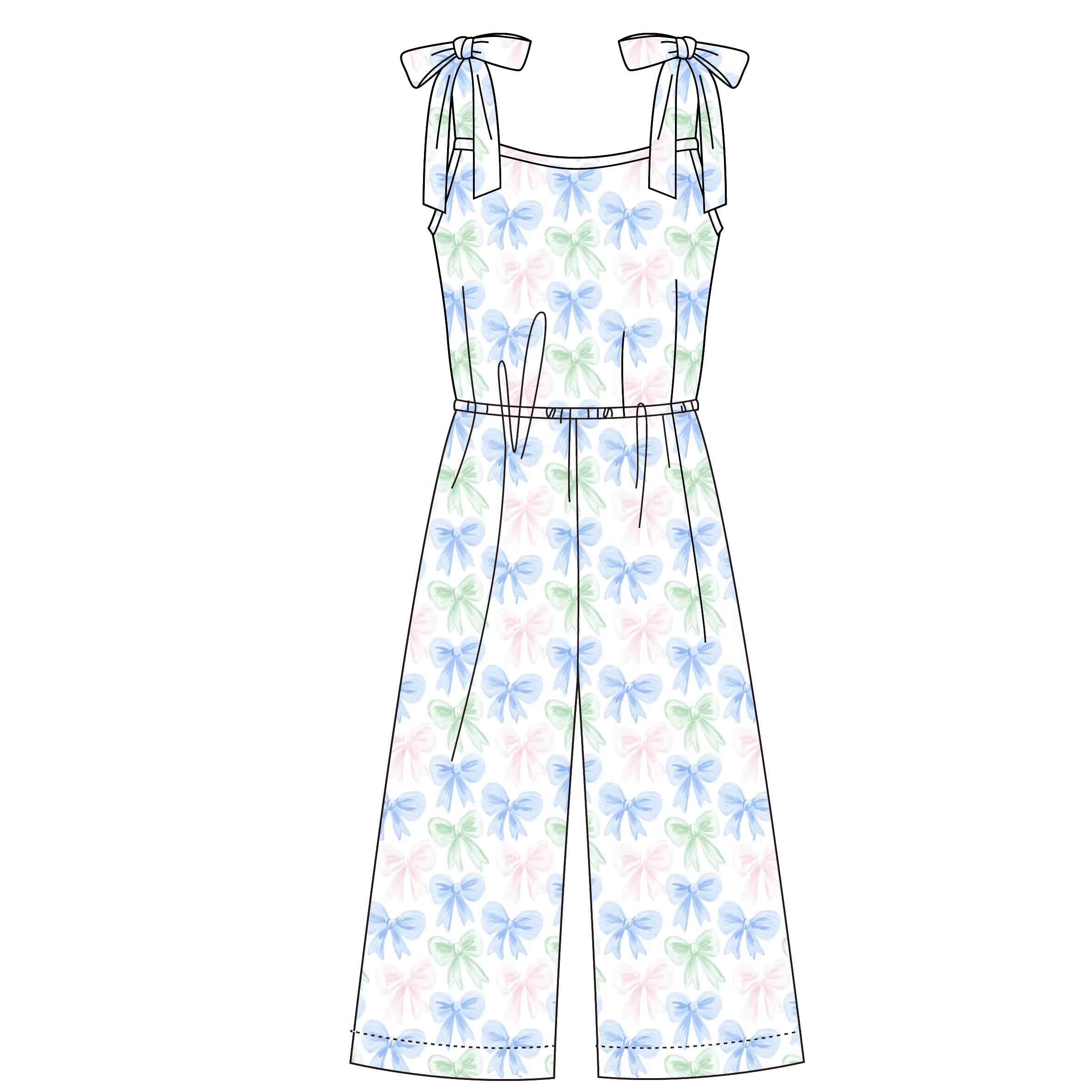 （Pre Order）Mommy and Me Spring＆Summer Bow Print Jumpsuit