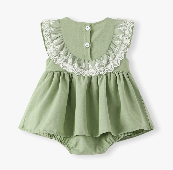 （Pre Order）Toddler Girls Easter Bunny Embroidery Cotton Romper