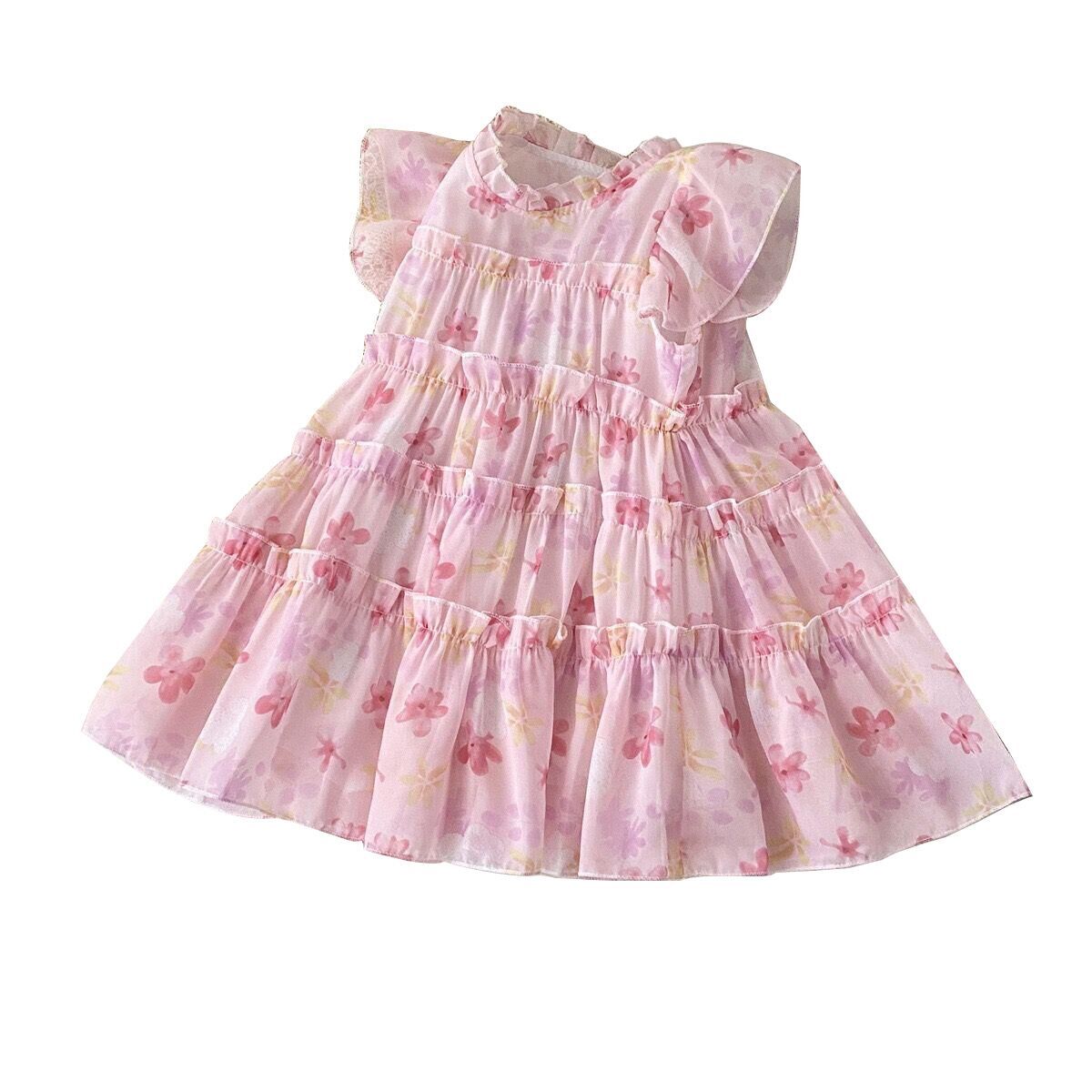 （Pre Order）Girls Spring and Summer Floral Print Mesh Dress