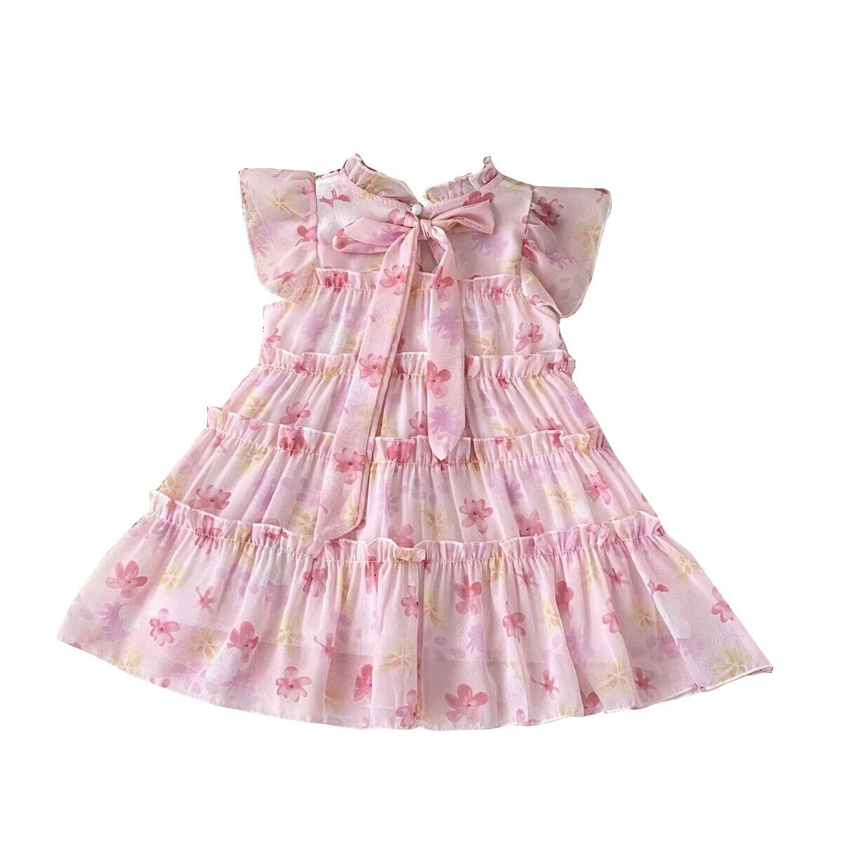 （Pre Order）Girls Spring and Summer Floral Print Mesh Dress