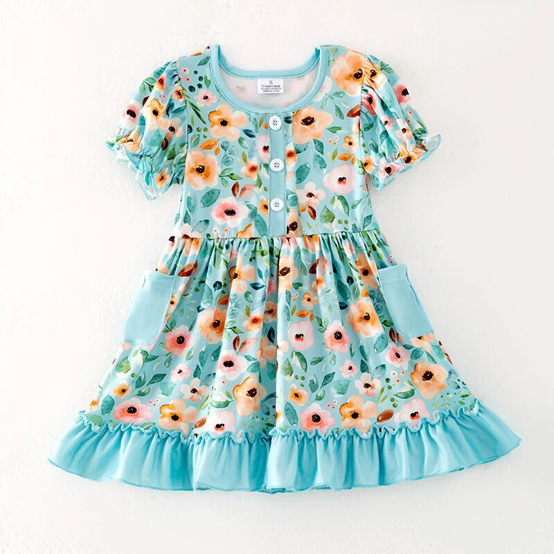 （Pre Order）Girls Spring and Summer Floral Print Dress