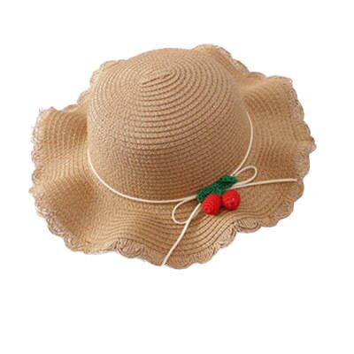 （Pre Order）Girls Spring and Summer Cherry Straw Hat and Straw Bag