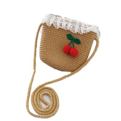 （Pre Order）Girls Spring and Summer Cherry Straw Hat and Straw Bag