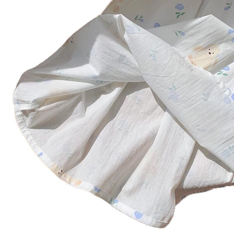 （Pre Order）Girls Spring and Summer Bow Applique Teddy Bear Print Dress