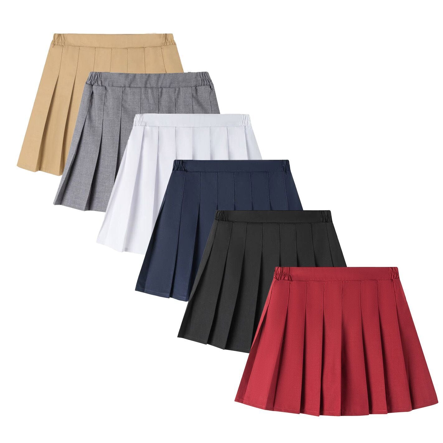（Pre Order）Girls Spring and Summer Multicolored Pleated Skirt