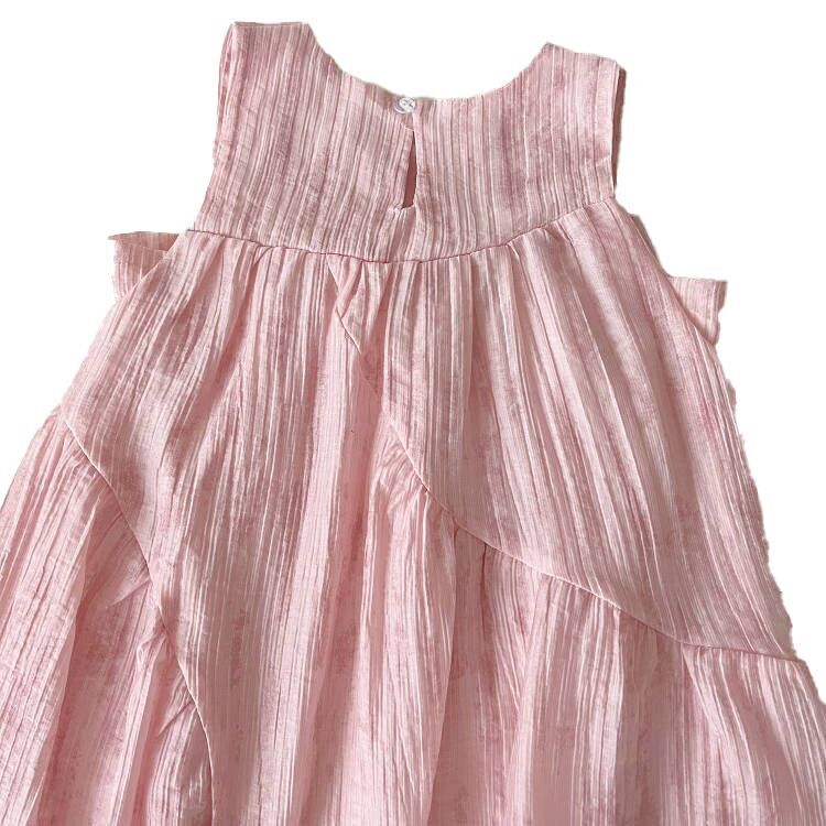 （Pre Order）Girls Spring and Summer Pink Bow Sleeveless Dress