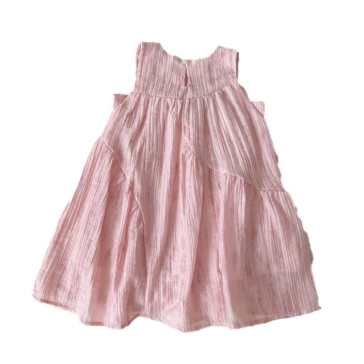 （Pre Order）Girls Spring and Summer Pink Bow Sleeveless Dress
