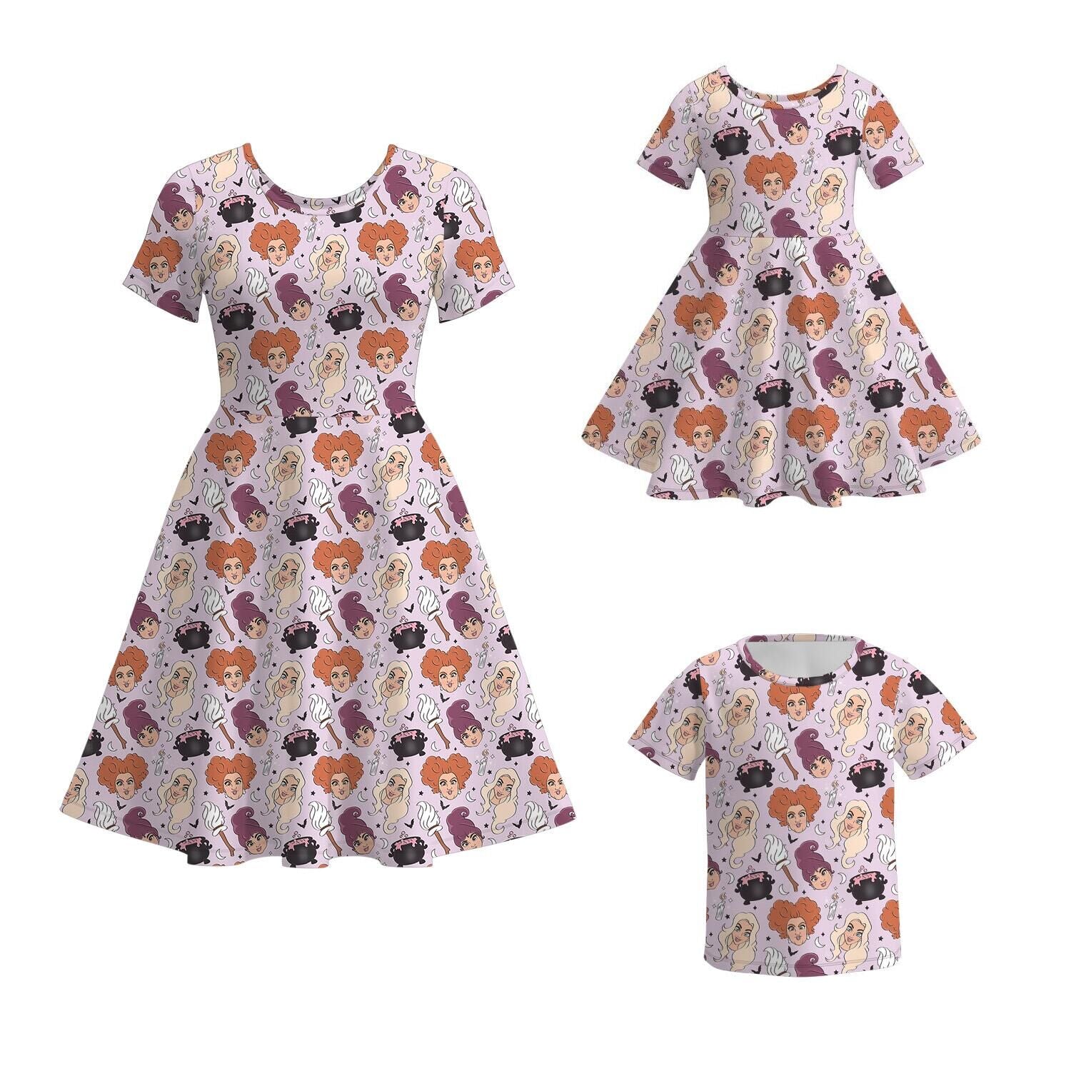 （Pre Order）Family Halloween Cartoon Print Dress＆Top