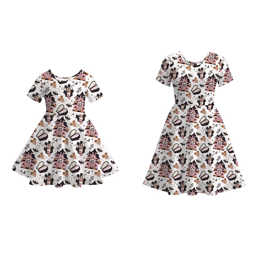 （Pre Order）Family Halloween Cartoon Print Dress