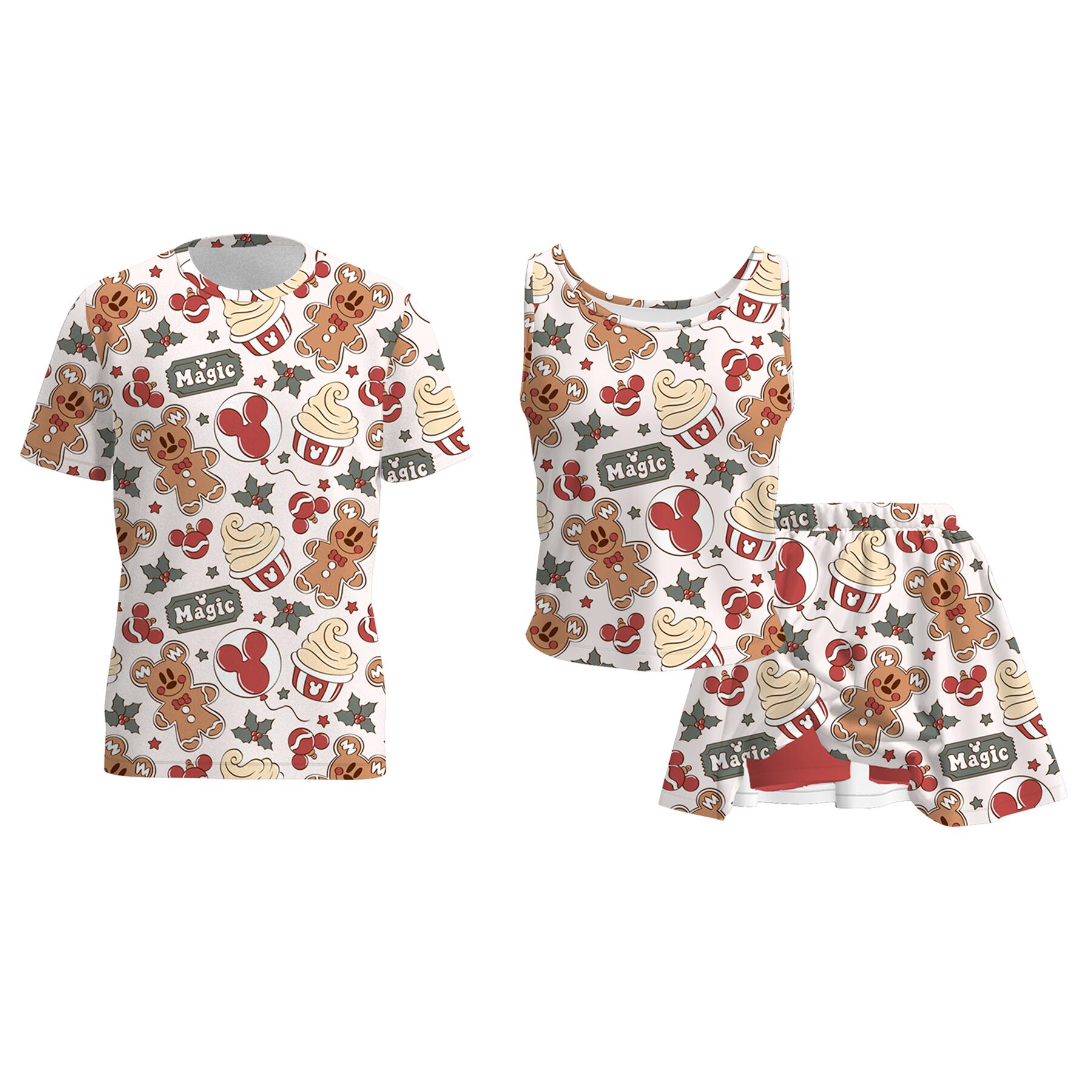 （Pre Order）Adults Christmas Gingerbread Print Set&Top