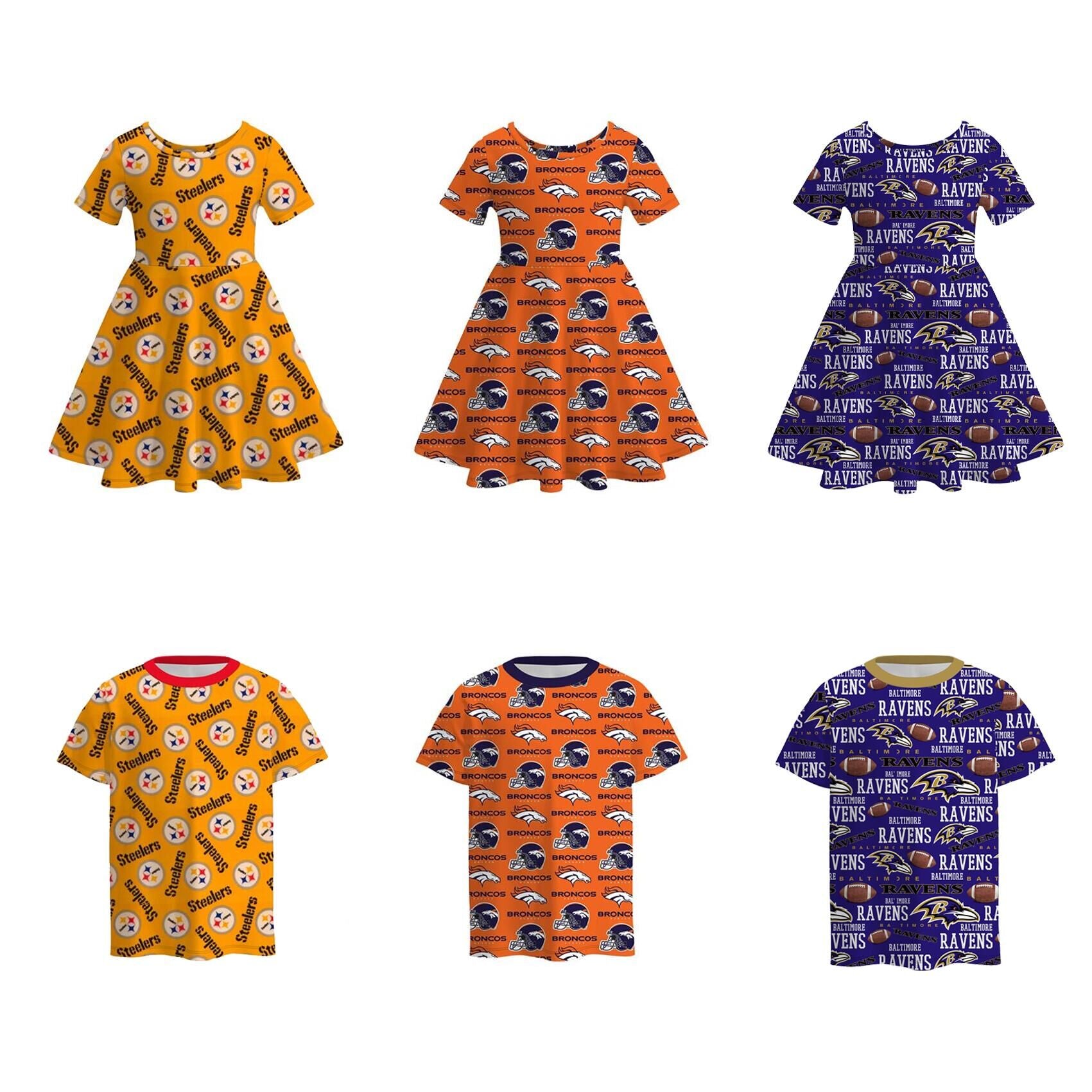 (Pre Order)Boys and Girls Football Print Top&Dress