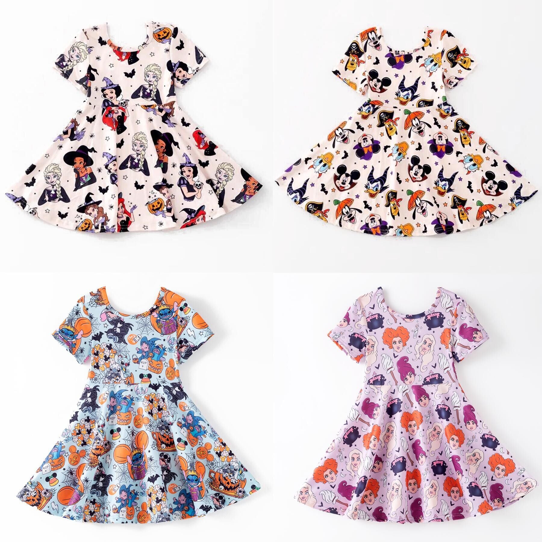 （Pre Order,Prepack Zone）Girls Halloween Cartoon Print Dress