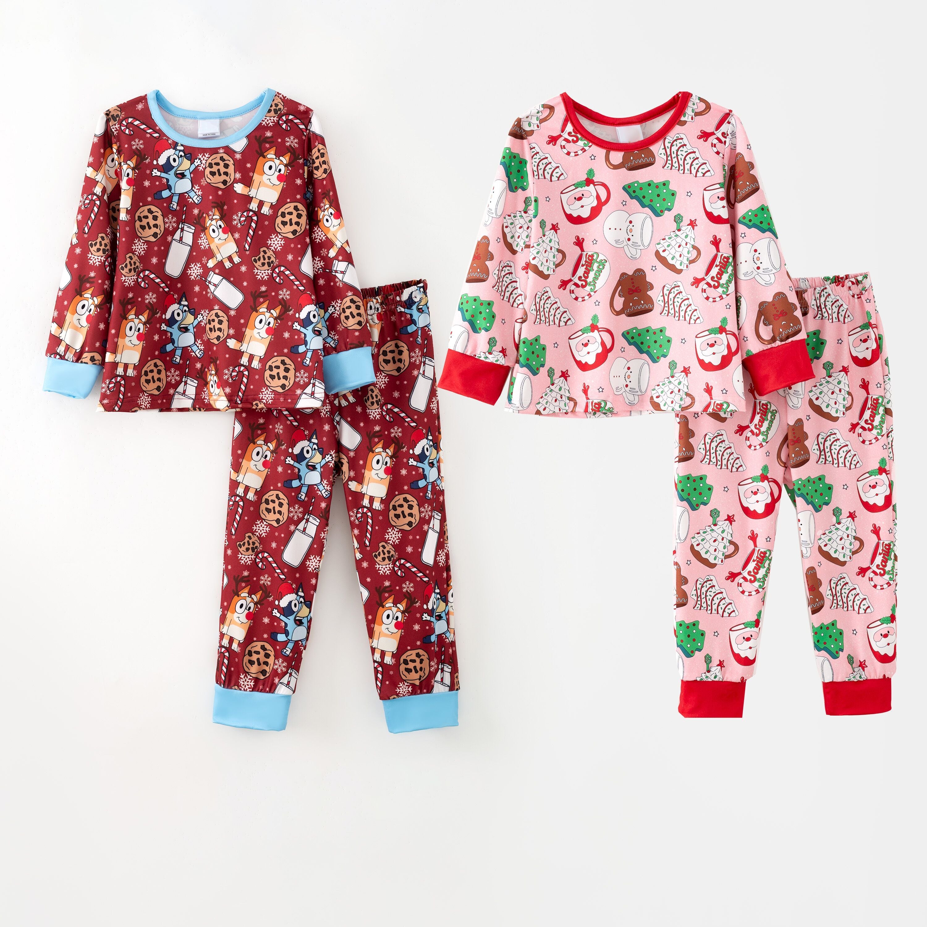 （Pre Order,Prepack Zone）Girls Christmas Cartoon Print Pajamas