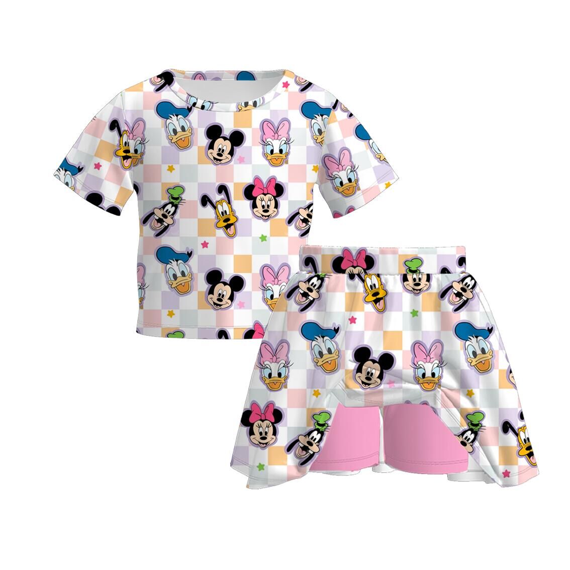 （Pre Order）Girls Summer Cartoon Print Dress&Set