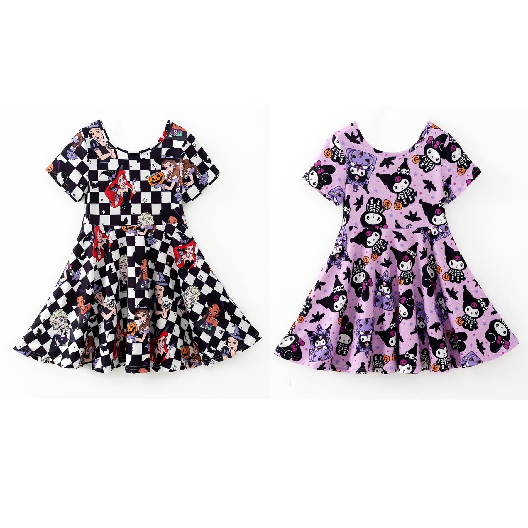 （Pre Order,Prepack Zone）Girls Halloween Cartoon&Princess Print Dress