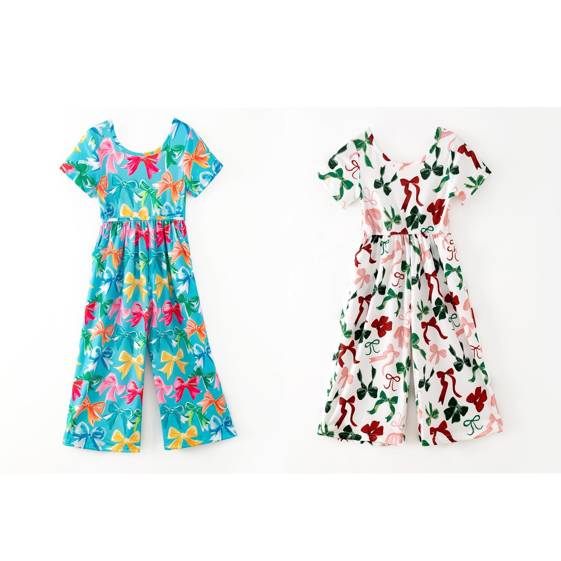 （Pre Order,Prepack Zone）Girls Bow Print Jumpsuit
