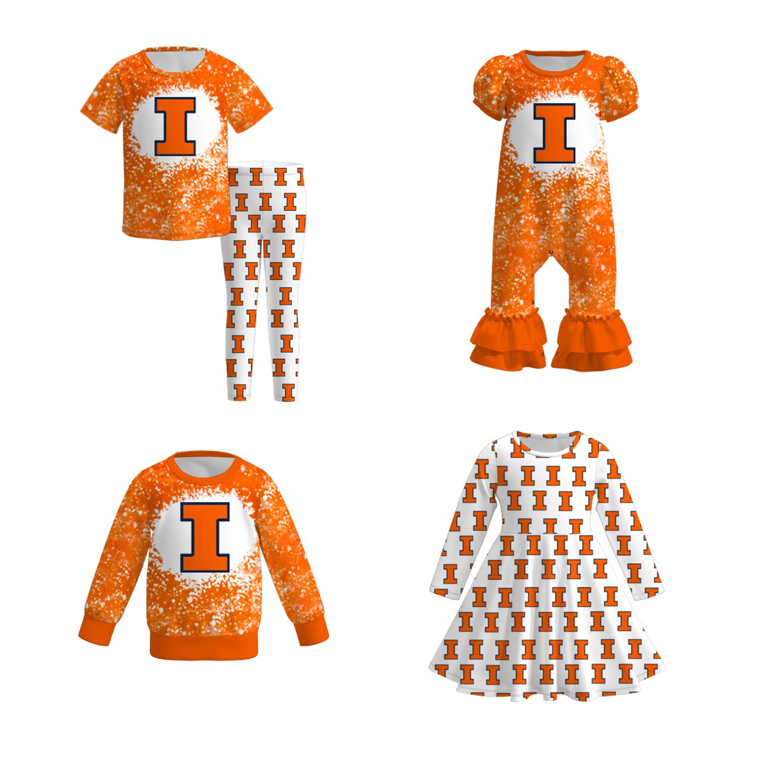 （Pre Order）Family Football Team Print Outfit Dress,Set&Romper