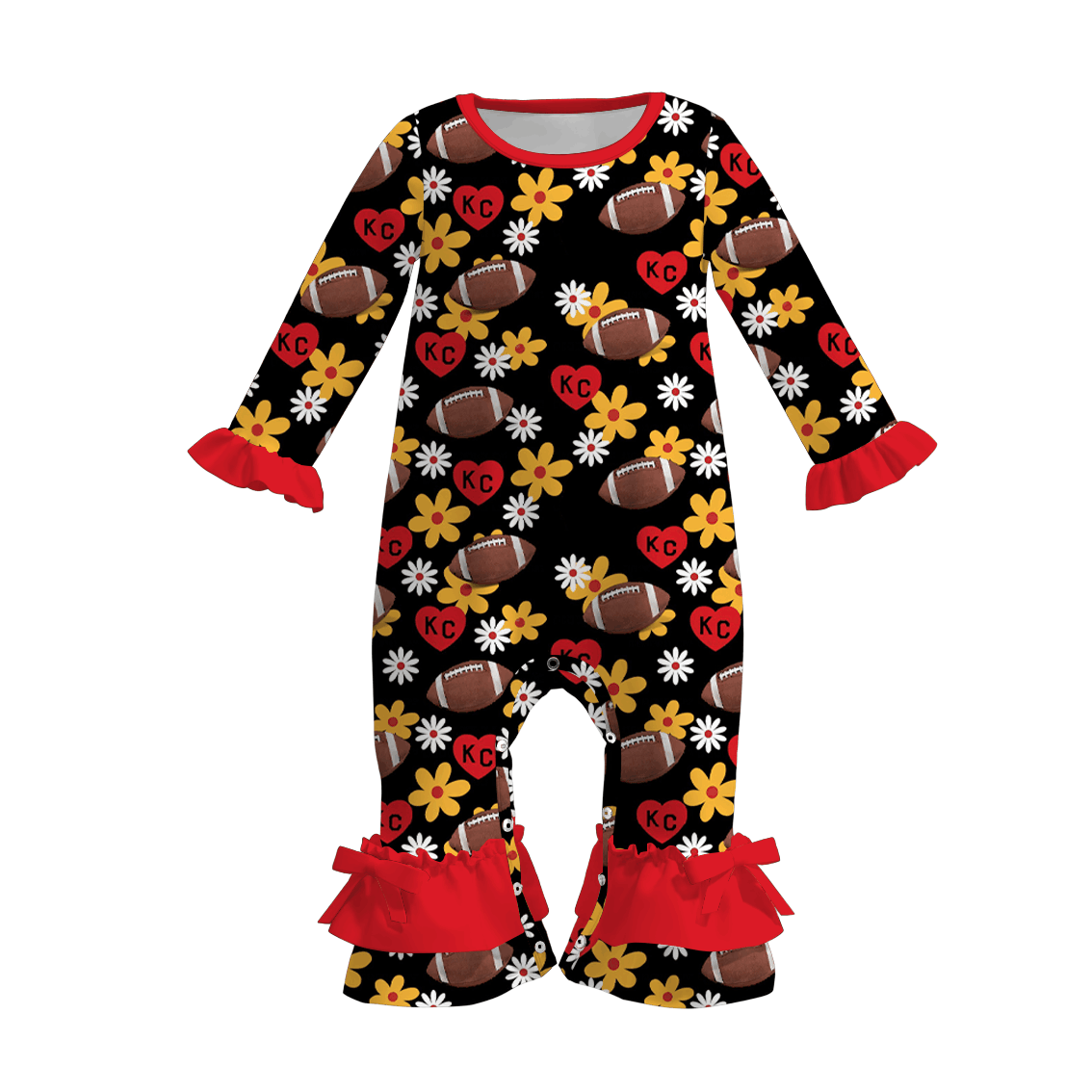 （Pre Order）Toddler Girls Football Print Romper