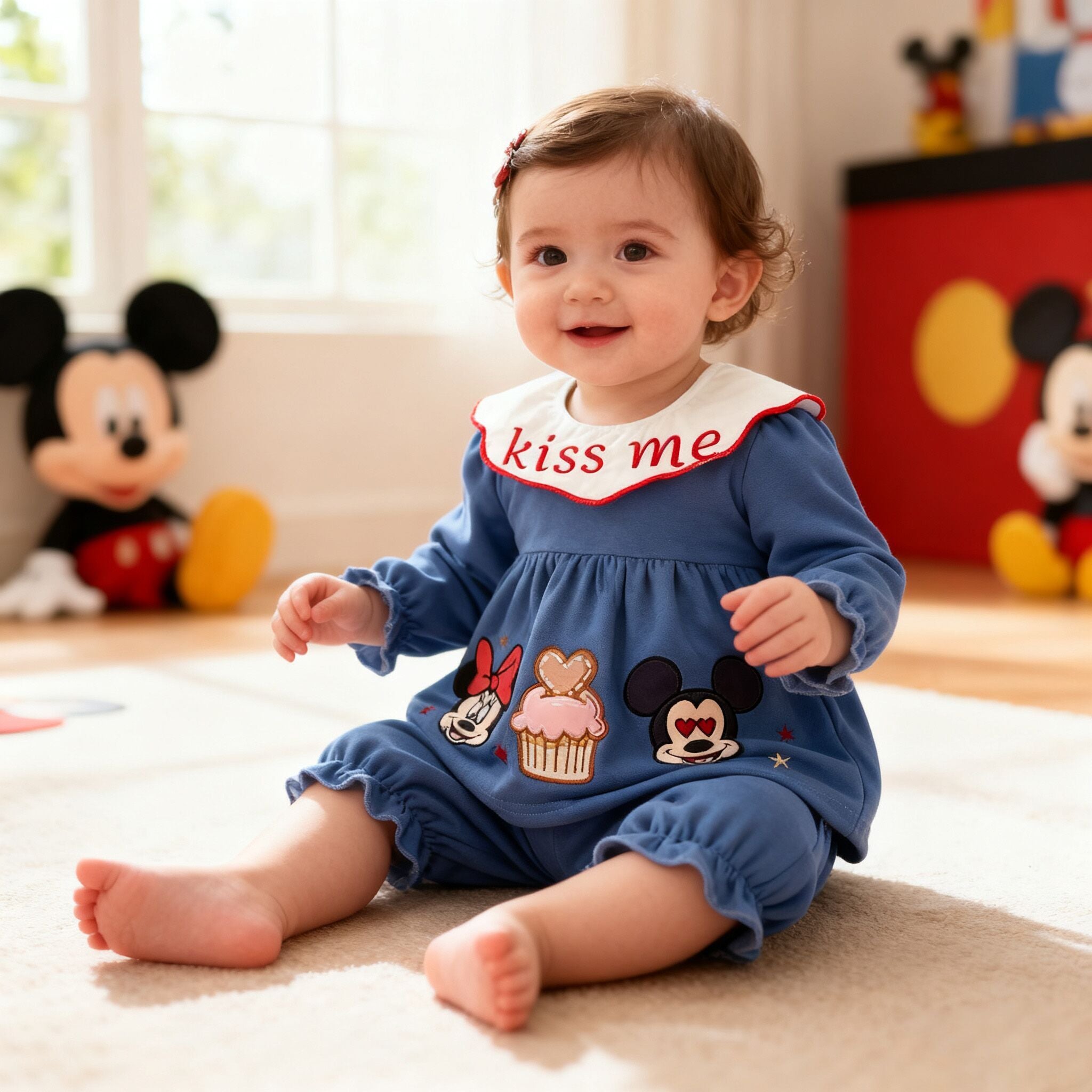 （In Stock）Baby Girls Valentine's Day Cartoon Applique Bloomer Set
