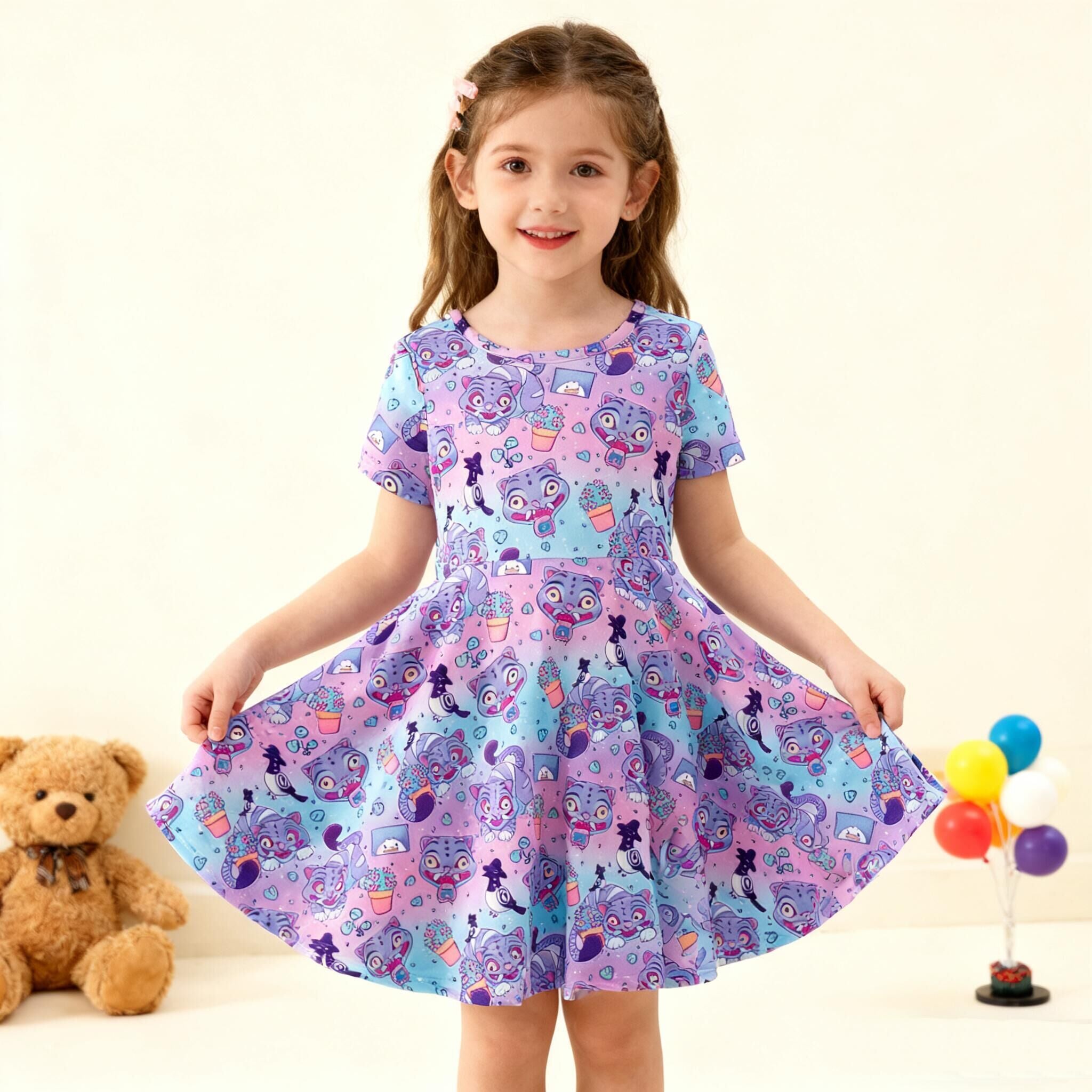 （Pre Order,Prepack Zone）Girls Movie Character Print Dress（Mix Size）