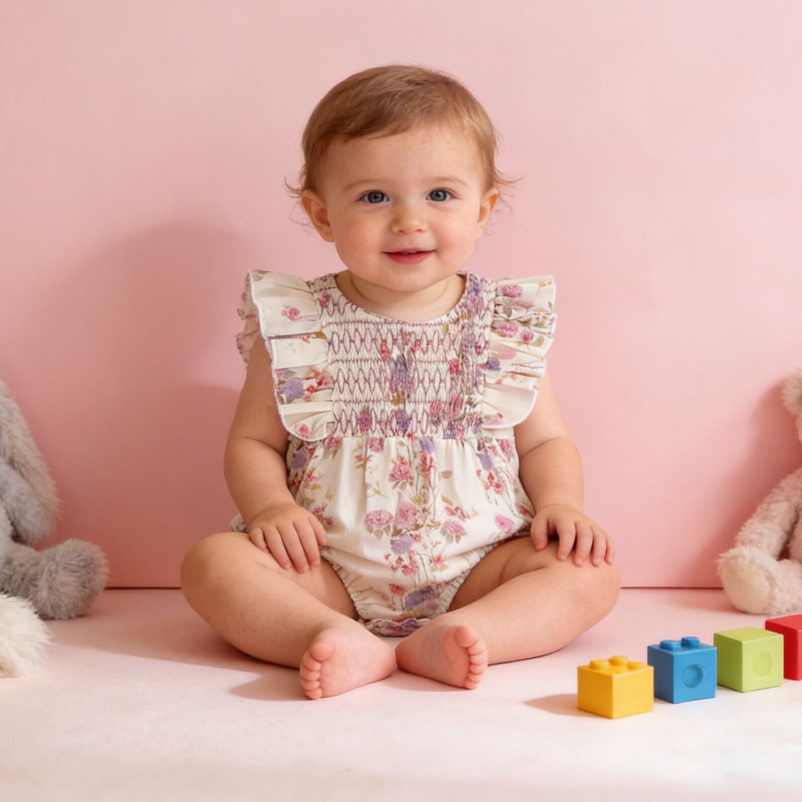 （In Production）Sisters Spring&Summer Floral Smocked Dress,Romper