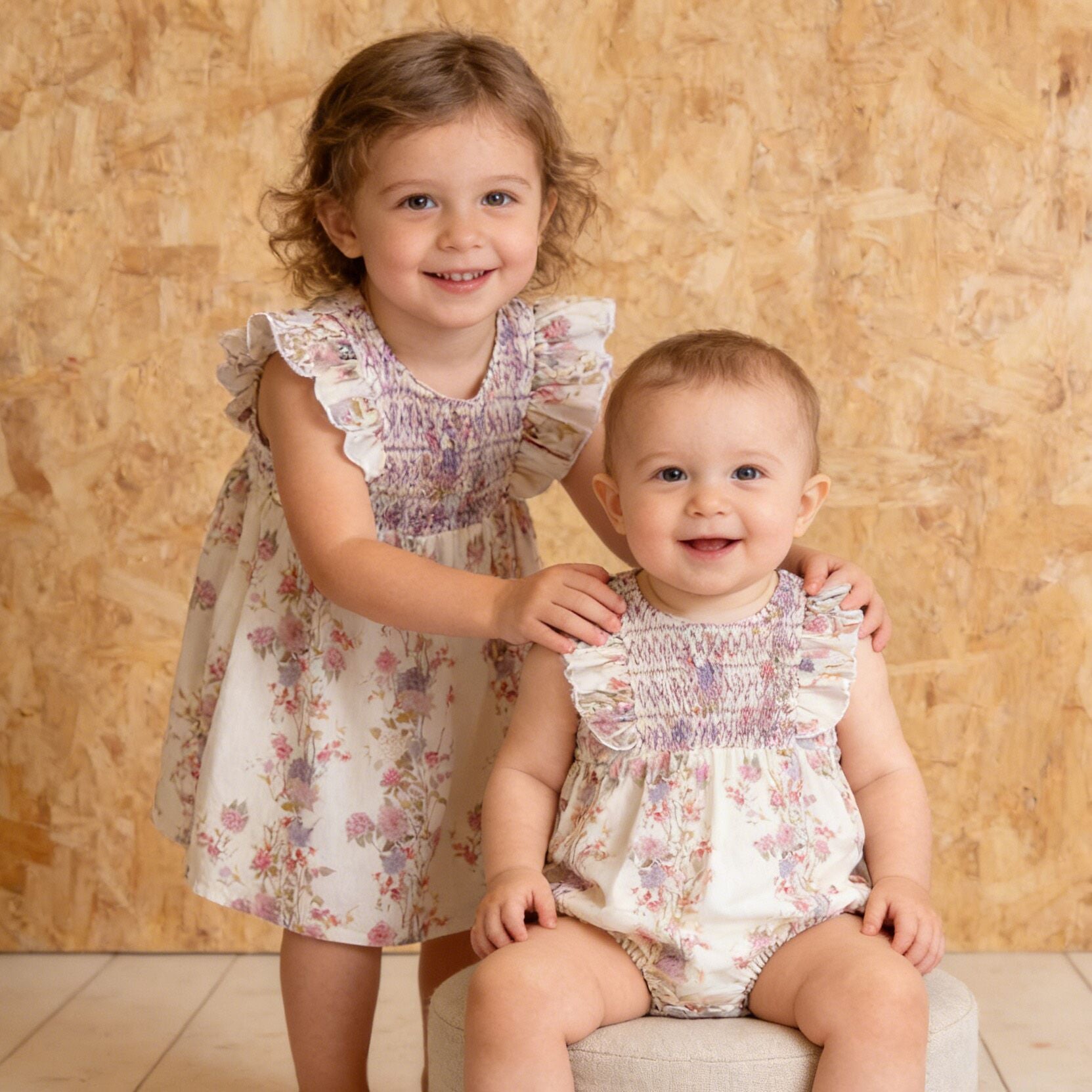 （In Production）Sisters Spring&Summer Floral Smocked Dress,Romper